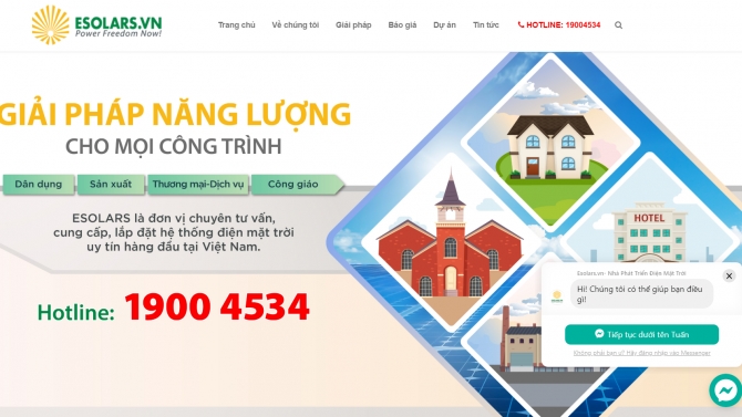 Thiết kế website Giải ph&aacute;p Điện năng lượng Mặt Trời
