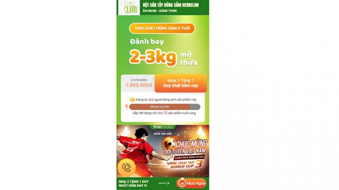 Thiết kế & Viết nội dung Landing Page Bột Cần T&acirc;y Hồng S&acirc;m Herbslim