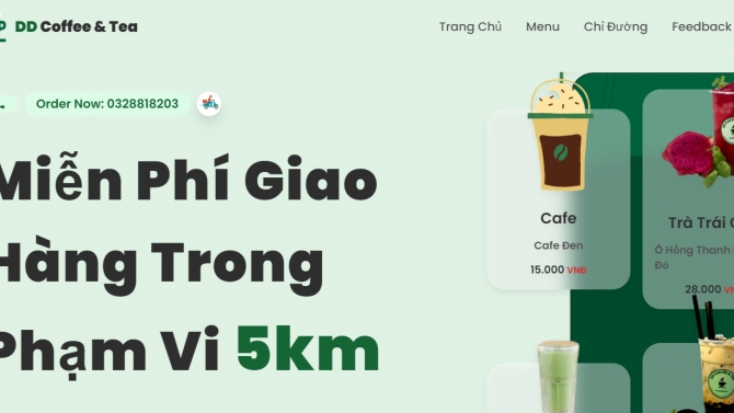 Thiết kế website cho qu&aacute;n c&agrave; ph&ecirc; DD Coffee & Tea