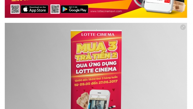 MUA 3 TRẢ TIỀN 2 QUA ỨNG DỤNG LOTTE CINEMA