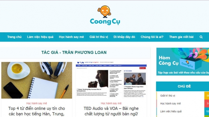 T&aacute;c giả viết b&agrave;i cho Coong Cụ