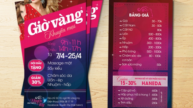 Tờ rơi Salon t&oacute;c