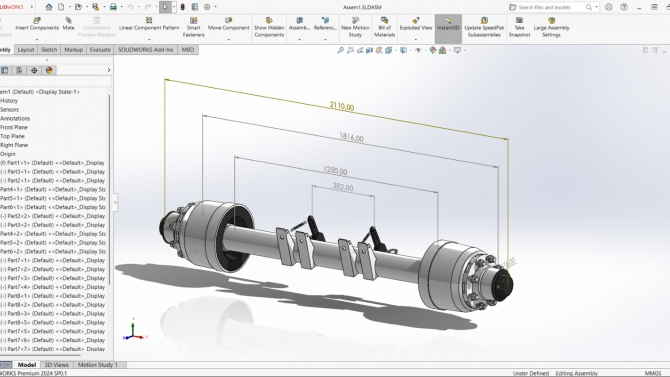 Thiết kế 3D Solidworks Trục d&ograve;ng m&aacute;y tải thấp