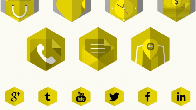 Hexagons icons set