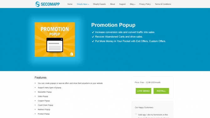 Shopify Promotion Popup App