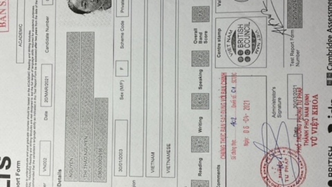 Chứng chỉ Ielts 7.5
