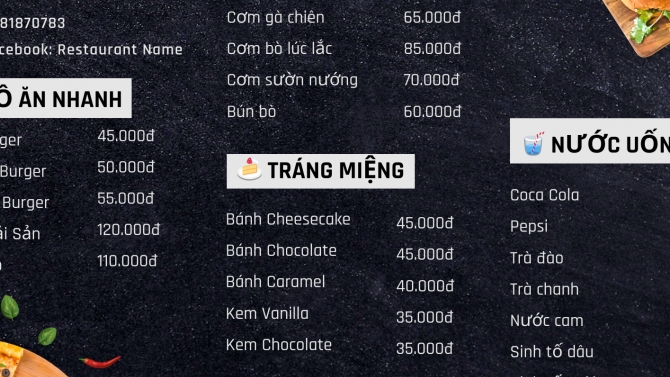 thiết kế menu
