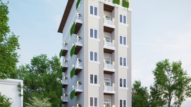 Thiết kế hồ sơ thi c&ocirc;ng Apartment dịch vụ 7 tầng