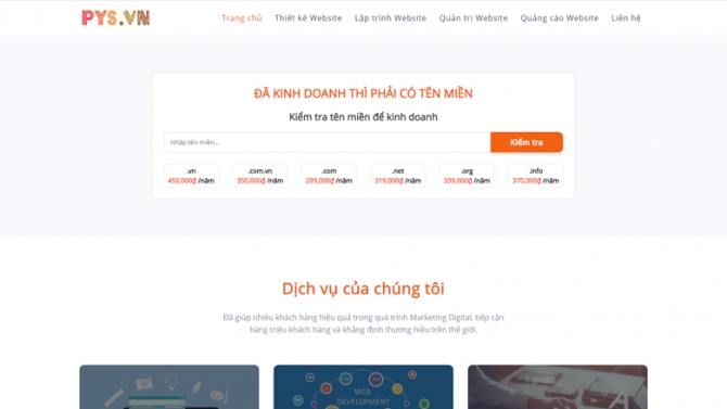 Website c&ocirc;ng ty TNHH PYS Website
