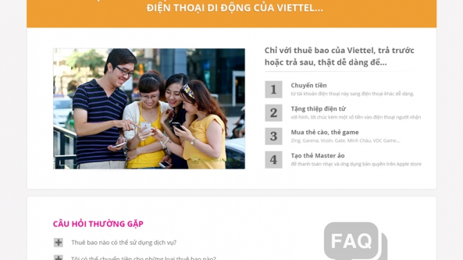 Website dịch vụ Lixi của Viettel