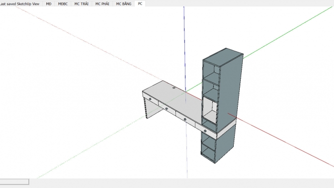 B&agrave;n Học 3D sketchup