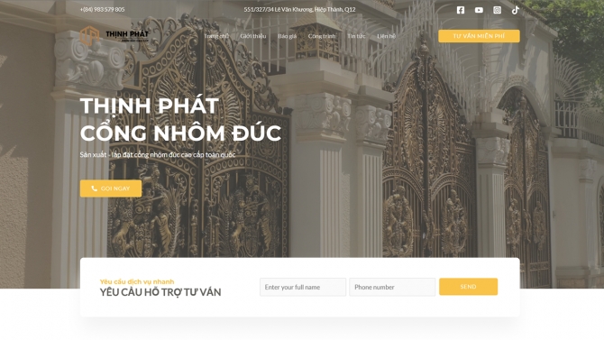 Thiết kế website c&ocirc;ng ty nh&ocirc;m đ&uacute;c Thịnh Ph&aacute;t