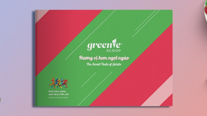 Thiết kế brochure kem Greenie Scoop