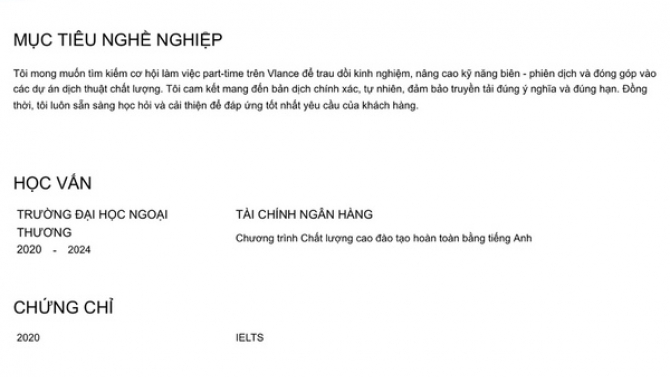 CV Dịch thuật