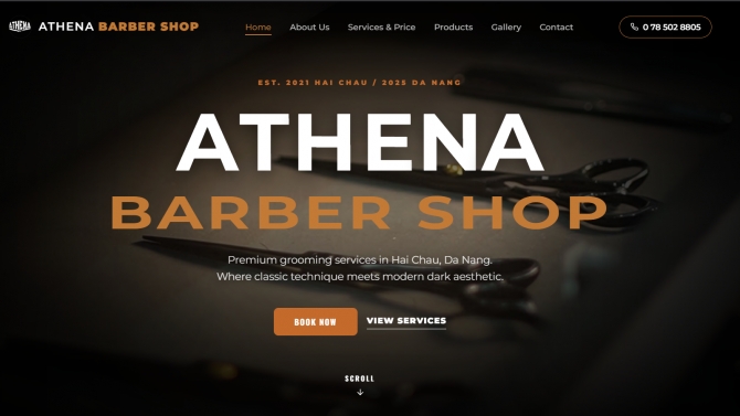 Thiết kế landingpage Athena Barbershop