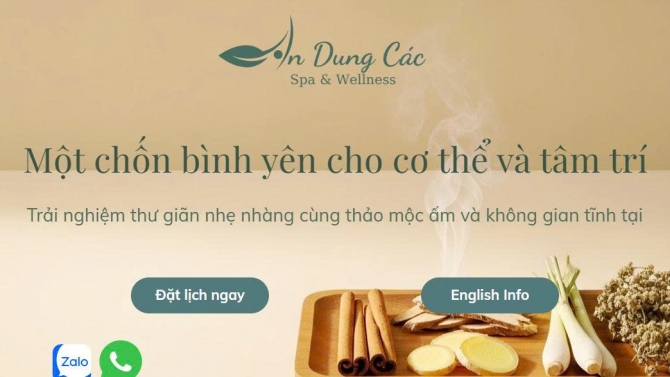 Thiết kế Website & Landing Page cho An Dung C&aacute;c Spa & Wellness