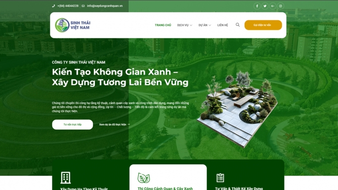 Thiết kế website X&acirc;y Dựng Cảnh Quan - C&ocirc;ng ty Sinh Th&aacute;i Việt Nam