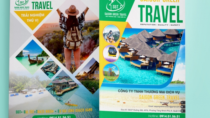 Thiết kế Folder cho c&ocirc;ng ty S&agrave;i G&ograve;n Green Travel