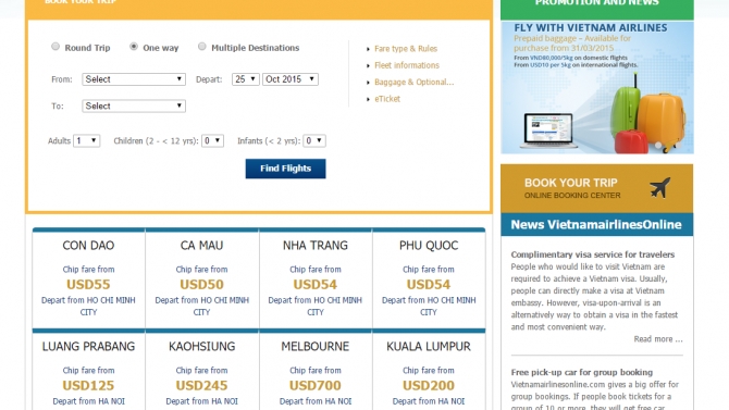 Website đặt v&eacute; m&aacute;y bay trực tuyến