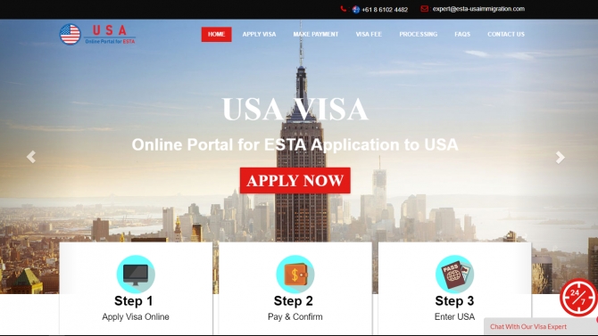 Giao diện Website E-visa USA