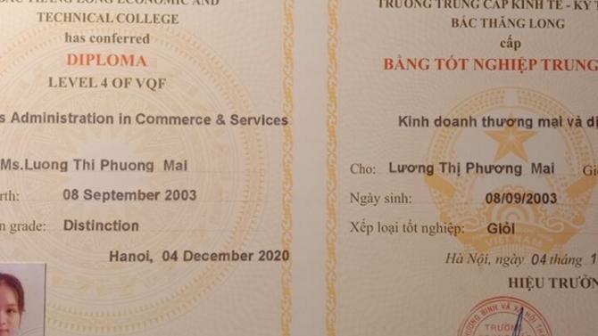 Bằng tốt nghiệp trung cấp nghề