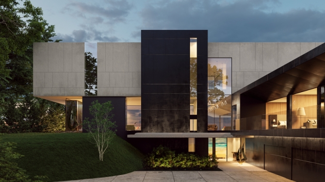 Diễn họa kiến tr&uacute;c 3D biệt thự Lake Huron House
