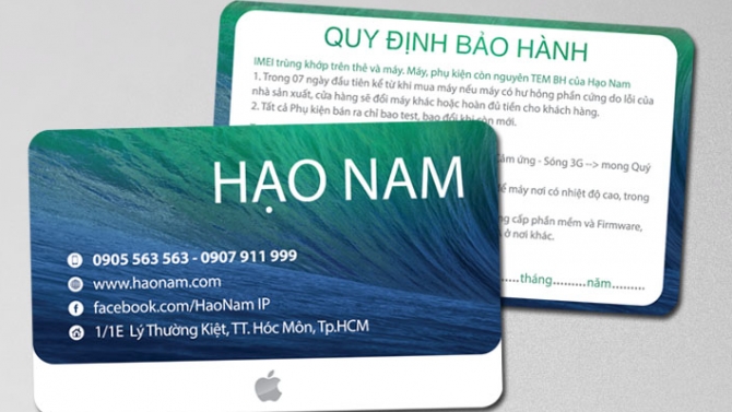Thẻ bảo h&agrave;nh Cửa h&agrave;ng điện thoại Hạo Nam