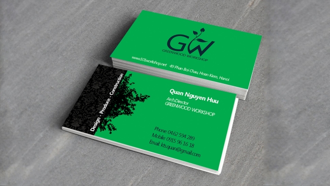 Thiết kế card visit cho xưởng gỗ Green Wood