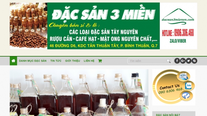 Thiết kế website Đặc sản