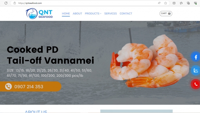 Thi&ecirc;́t k&ecirc;́ web QNT Seafood