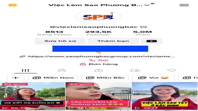 Dự &aacute;n edit video k&ecirc;nh TikTok Việc L&agrave;m Sao Phương Bắc