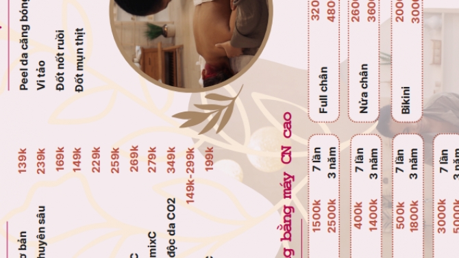 Thiết kế Menu cho Spa