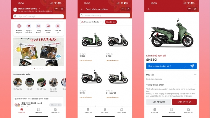 Zalo mini app HEAD MINH GIANG