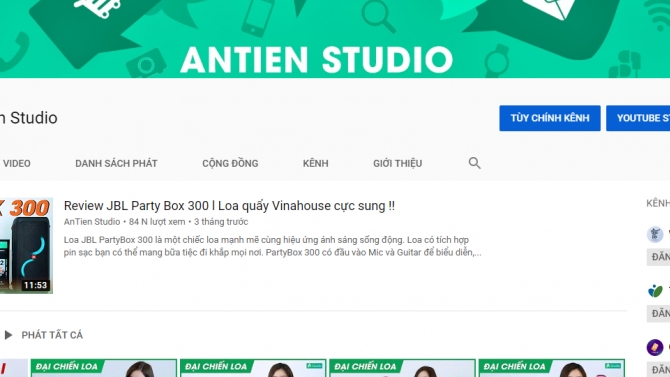 Ph&aacute;t triển k&ecirc;nh Youtube AnTien Studio