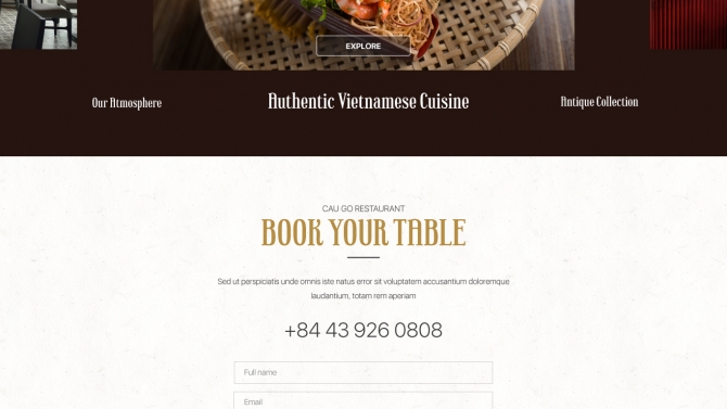Thiết kế website cho nh&agrave; h&agrave;ng Cầu Gỗ