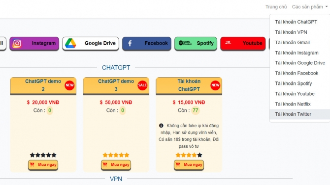 Website b&aacute;n t&agrave;i nguy&ecirc;n mạng