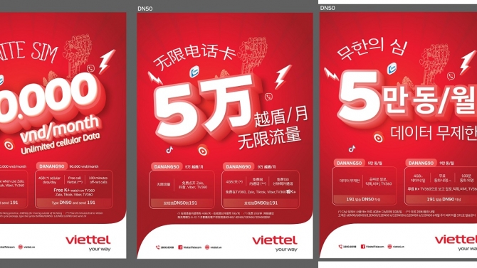Dịch g&oacute;i cước Viettel từ tiếng Việt sang tiếng H&agrave;n, Trung, Anh