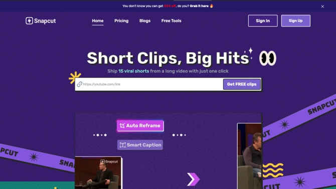 Snapcut.ai - AI-powered video editing tool that repurposes long videos into viral shorts