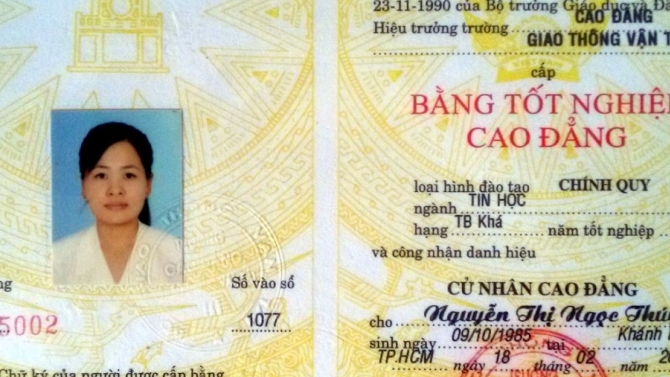 bằng cấp ch&iacute;nh quy tốt nghiệp cao đẳng