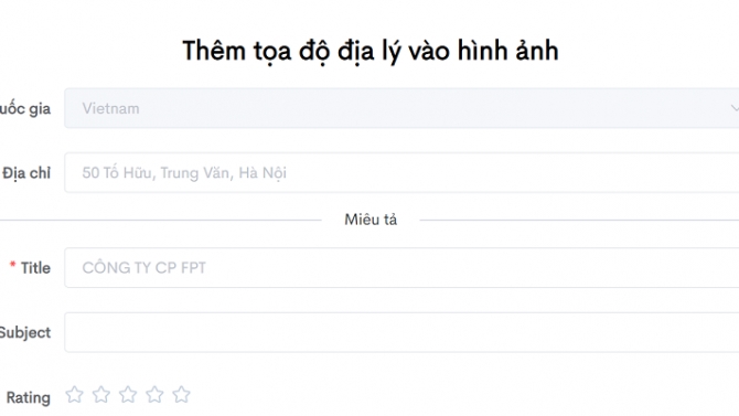 Dự &aacute;n th&ecirc;m tọa độ địa l&yacute; v&agrave;o ảnh (Geotag photo - seo maps)