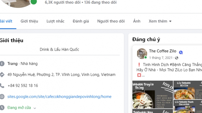 sở hữu v&agrave; thiết kế fanpage cho qu&aacute;n ăn