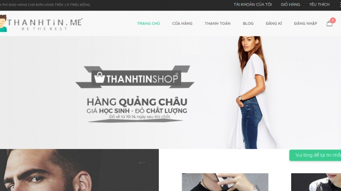 Thiết kế website b&aacute;n quần &aacute;o nhập Quảng Ch&acirc;u