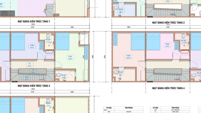 THIẾT KẾ KHU TRỌ 5 TẦNG