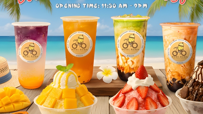 thiết kế poster tr&agrave; sữa v&agrave; bingsu