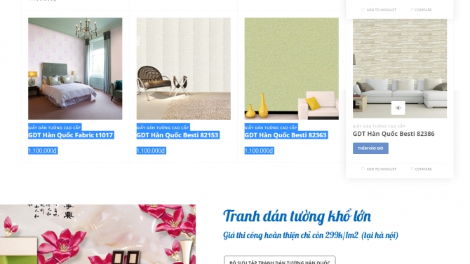 Quản trị website v&agrave; seo website giấy d&aacute;n tường