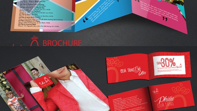 Thiết kế brochure v&agrave; phiếu ưu đ&atilde;i cho nh&atilde;n thời trang Tiki.A