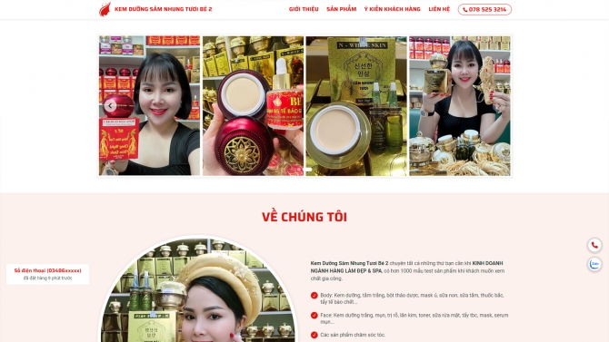 Thiết kế landing page sản phẩm Kem S&acirc;m
