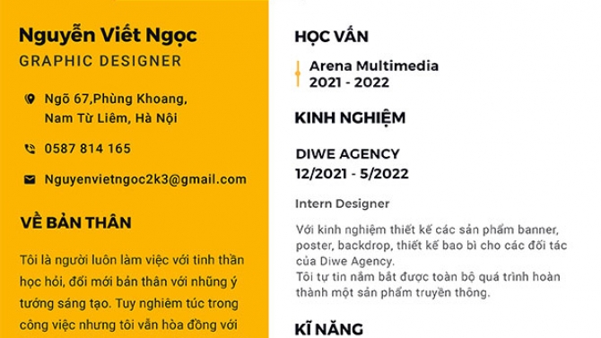 CV v&agrave; một số sản phẩm thiết kế