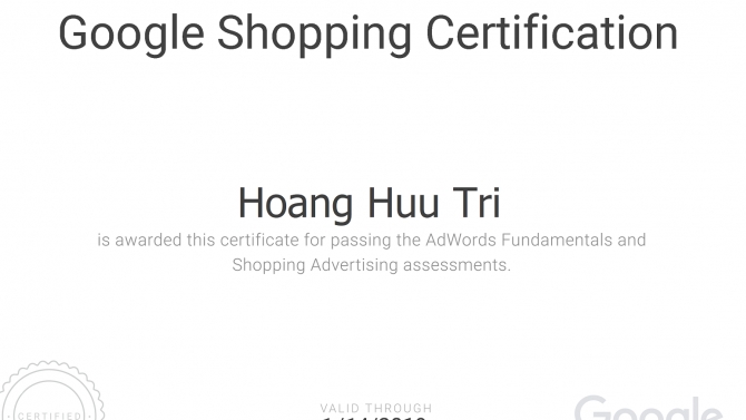 Google Shopping Certificate