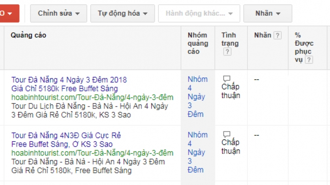 Quảng C&aacute;o Google Adword Cho Hoabinhtourist.com